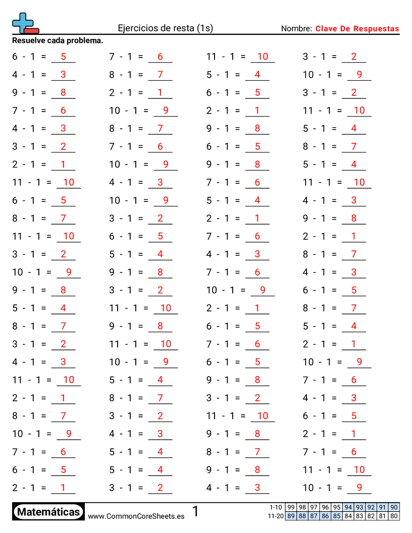 Ejercicios  de ejercicios de matemáticas - 1 (tablas) (horizontal) worksheet