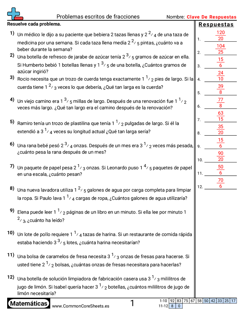Ejercicios  de fracciones - Multiplicar fracciones worksheet